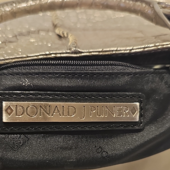 Donald J. Pliner Metallic Crocodile-Embossed Top Handle Bag - Picture 14 of 16